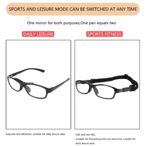 Sports Goggles Glasses Football Soccer Safety Glasses,Anti Shock Collision Explosionproof Goggles with Adjustable Strap Interchangeable Temples for Men Youth Outdoor Sports (Black frame black pad)