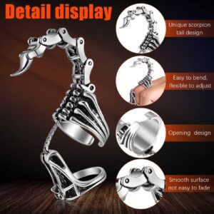 Taiyin 2 Pcs Scorpion Ring Halloween Cosplay Ring Silver Scorpion Ring Gothic Knuckle Joint Finger Ring Adjustable Scorpion Ring for Halloween Cosplay Costume Accessories