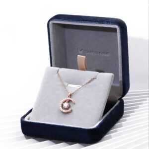 TIANYU GEMS 0.5 Ct Moissanite Necklace For Women Star and Moon Pendant Necklace S925 Sterling Silver Rose Gold Plated with GRA Certificate DF VVS Color Moissanite Necklace Chain 16+2 Inch