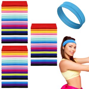 60 pcs workout headbands for women stretchy yoga headbands soft elastic polyester head bands for girl's hair non slip hair wraps sweatband for sports pilates running gym workout, 16 colors