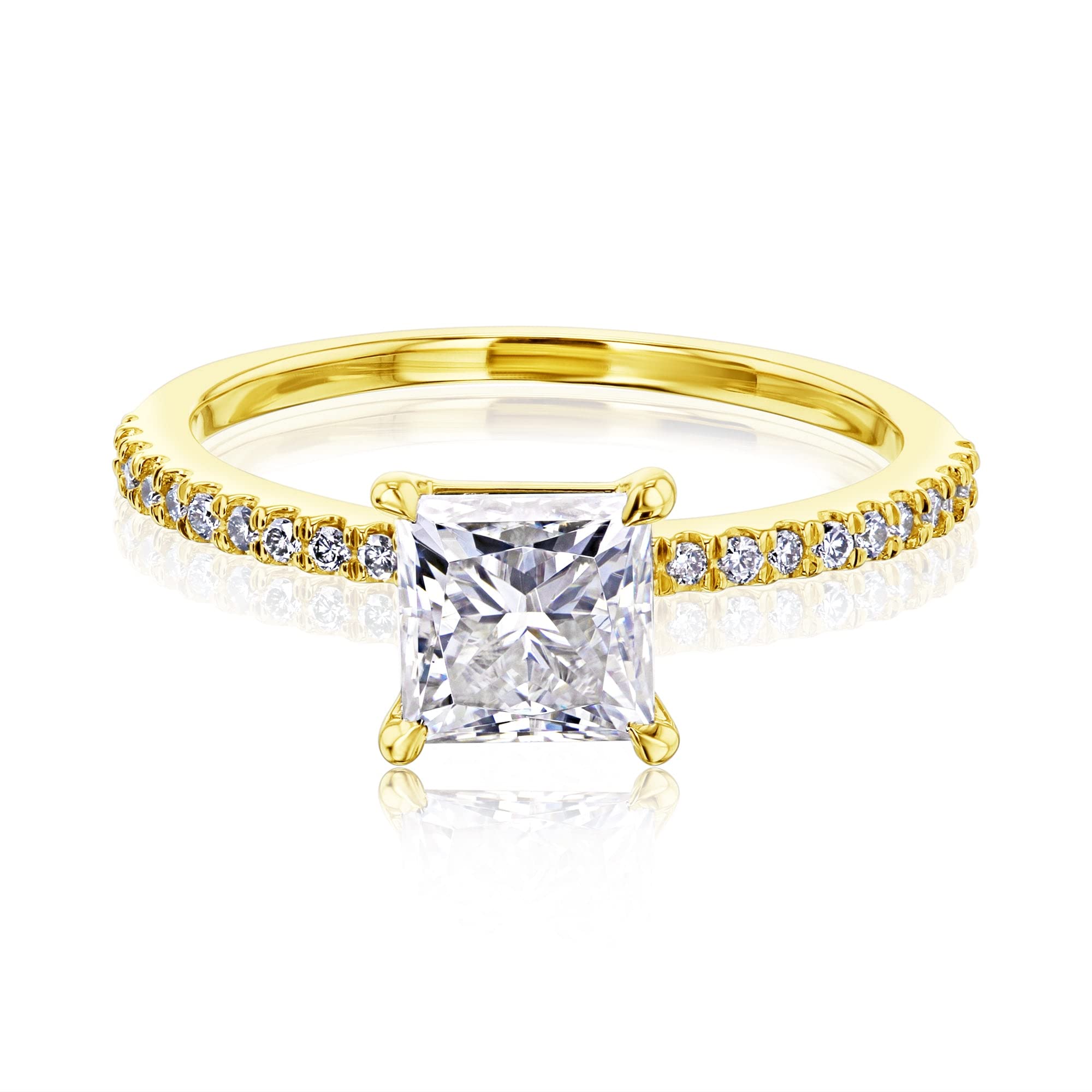 Kobelli 1ct Moissanite Princess Petite Shank Engagement Ring 14K Gold - yellow-gold / 6.0 G-H