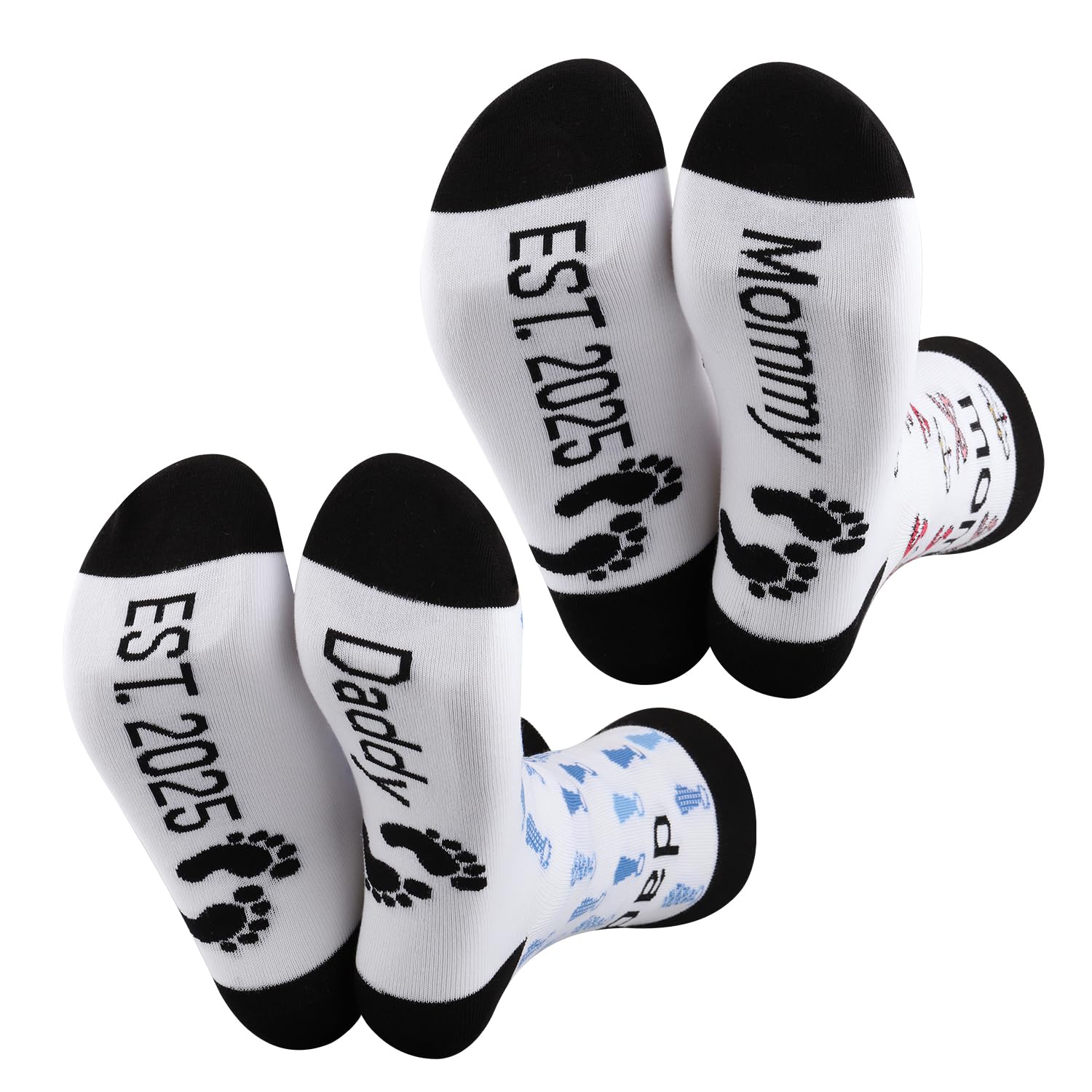 MBMSO New Parents Gifts Daddy Mommy Est 2025 New Mom and Dad Socks Pregnancy Reveal Gifts for Parent to be Gifts First Time (Daddy Mommy Est 2025)