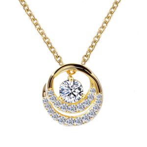 tianyu gems 0.5 ct moissanite necklace for women s925 sterling silver yellow gold plated circle pendant necklace gra certificate df vvs color moissanite jewelry chain 16+2 in