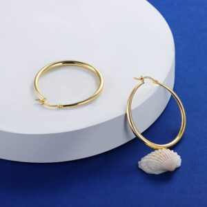 Classic 14K Gold Loop Hoop Earrings For Women & Sterling Silver Hoops - Designer Contoured Gold Plated Hoop Earrings with Graduated Curvature (4cm, gold)