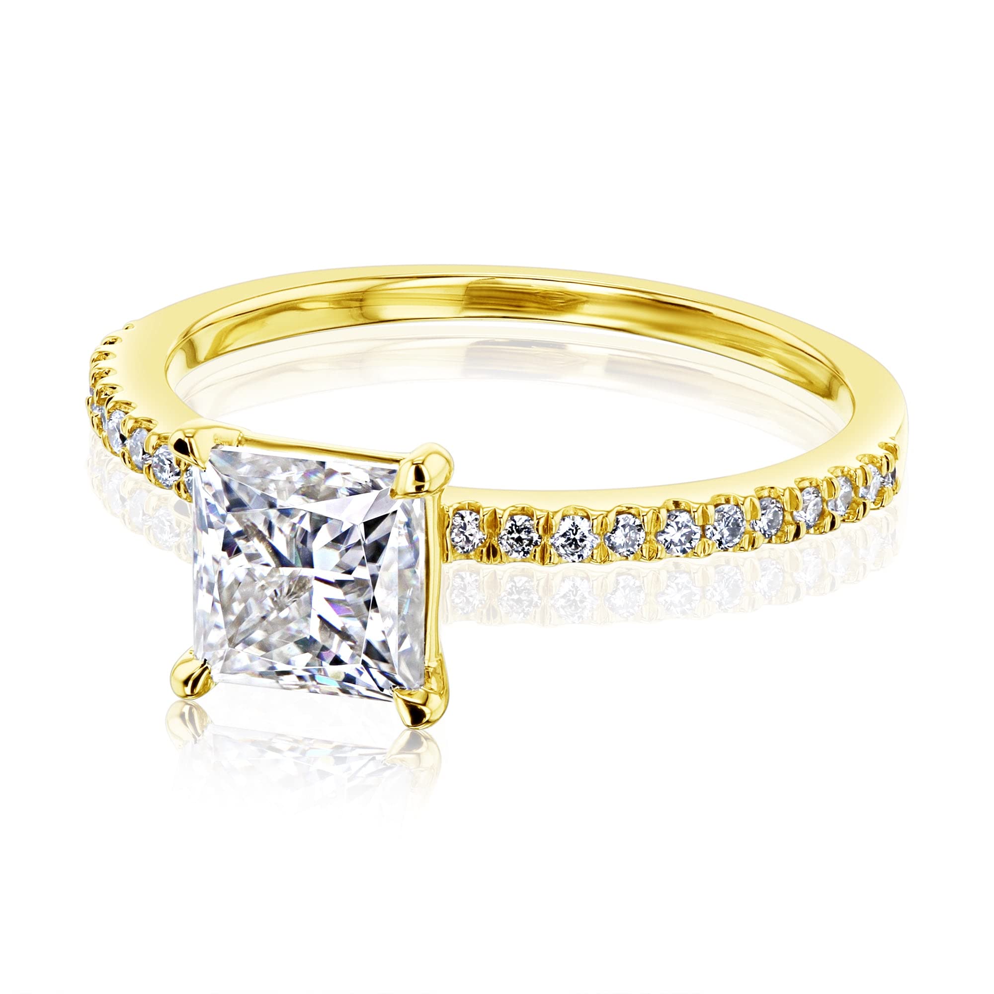 Kobelli 1ct Moissanite Princess Petite Shank Engagement Ring 14K Gold - yellow-gold / 6.0 G-H