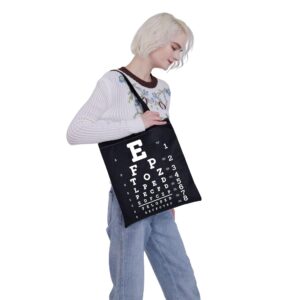 VAMSII Optician Gifts for Women Eye Chart Gifts Tote Bag Funny Optometrist Gifts Shoulder Bag Optometry Gifts Shopping Bag(BLK-Women Opticians tote)