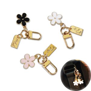 3 pack handbag charms flower keychains for women enameled keychain, cute accessories for girl's backpack, car key, handbag, purse