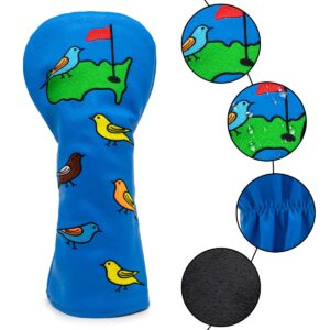 Barudan Golf Driver Head Cover 460cc, Blue Birdie Golf Driver Headcover for Men Golfer, Synthetic Leather Golf Club Protective Case