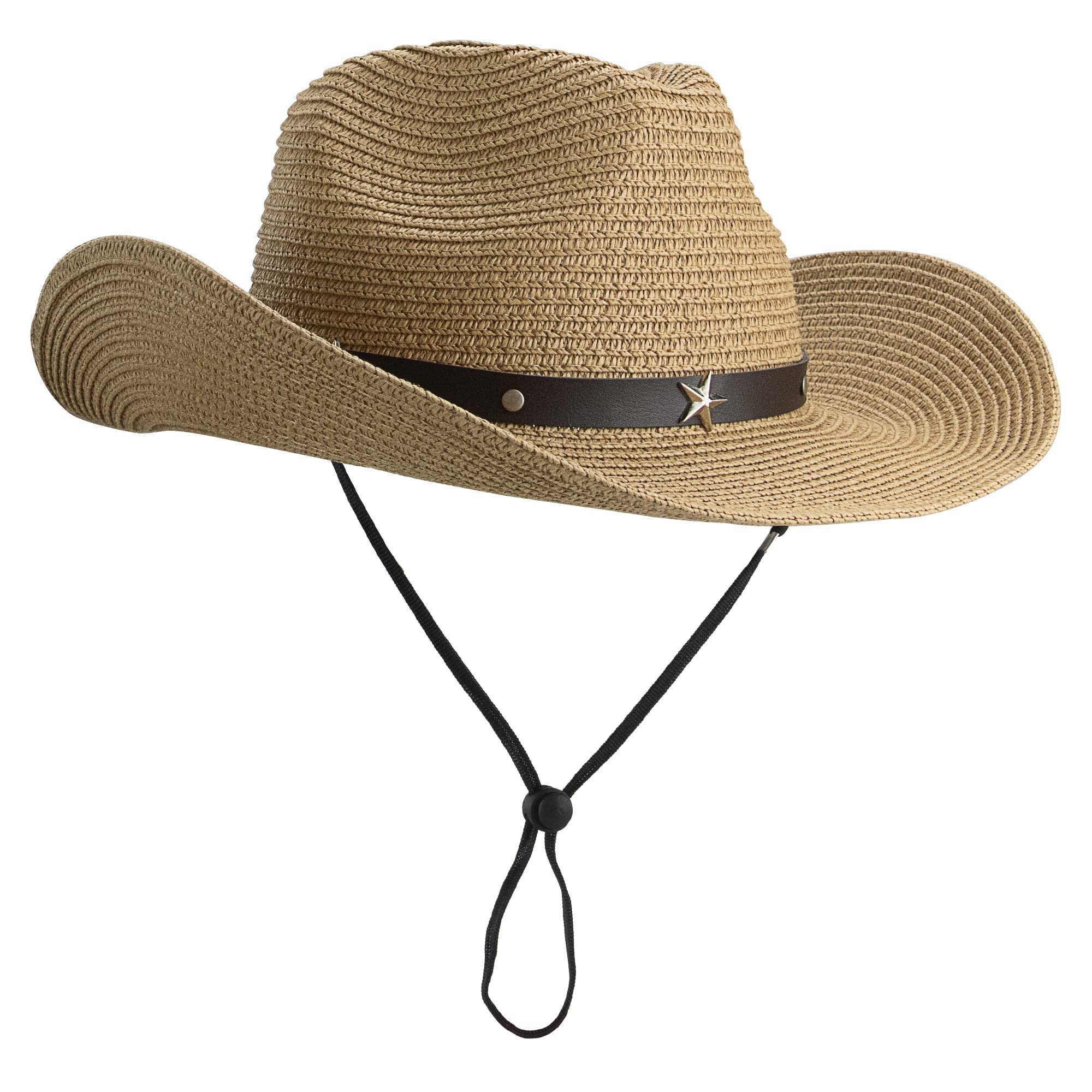 Womens Straw Cowboy Hat, Summer-Beach-Panama Shapeable Floppy Sun-Hat Men & Women Wide Brim Fedora