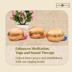 Tibetan Singing Bowl set From 7 Planets, Hand Hammered Design | Meditation Sound Bowl, 7 Chakra bowl, Mallet & Cushion set for Yoga (3 Chakra Set)