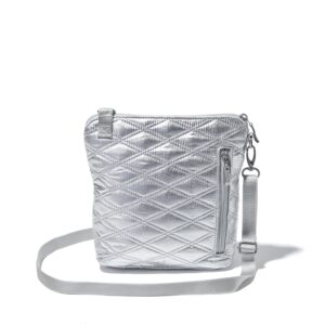 Baggallini Women's Modern Pocket Crossbody, Silver Metallic Quilt