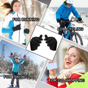 Handepo 16 Pairs Winter Stretchy Warm Knit Gloves Cotton Gloves for Cold Weather (Black,Small)