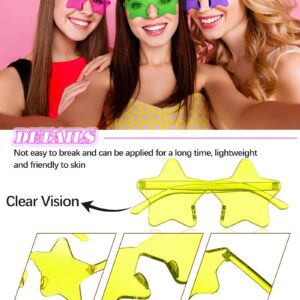 6 Pairs Star Shaped Rimless Sunglasses Neon Glasses Colored Transparent Neon Accessories for Halloween Women Men Party(Bright Color)