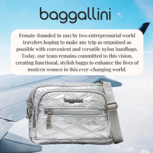 Baggallini Womens Crossbody Triple Zip Bagg cross body handbags, Silver Metallic Quilt, One Size US