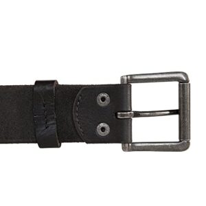 Lucky Brand Men Casual Leather Belt, Roller Buckle with Rivets-Black, 34