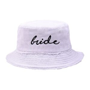 6 Pack Bachelorette Bucket Hat for Bride Squad Distressed Embroidered Sun Hat Bridal Party Gift 1 Bride + 5 Squad