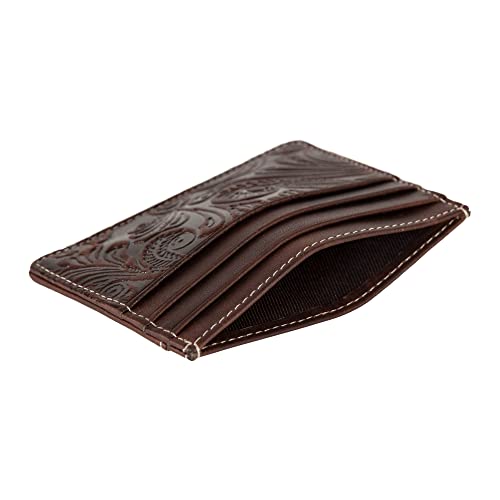 Lucky Brand Men's Embossed Card Case, Leather Western-Brown, One Size