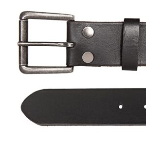 Lucky Brand Men Casual Leather Belt, Roller Buckle with Rivets-Black, 34