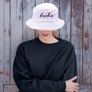 6 Pack Bachelorette Bucket Hat for Bride Squad Distressed Embroidered Sun Hat Bridal Party Gift 1 Bride + 5 Squad