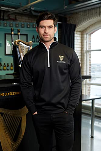 Guinness Black Quarter Zip Performance Top Official Merchandise Pullover 1/4 Zip Athletic Fleece