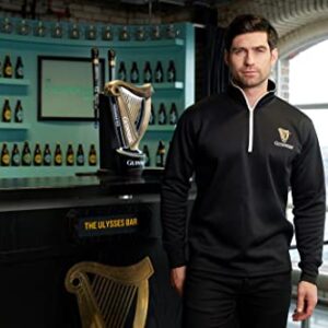 Guinness Black Quarter Zip Performance Top Official Merchandise Pullover 1/4 Zip Athletic Fleece