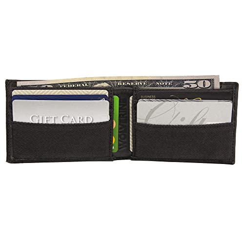 WOLVERINE Men's RFID Blocking Rugged Front Pocket Wallet (Avail in Cotton, Canvas/Leather-Black/Grey, One Size