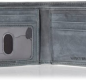 Lucky Brand Men's Bifold Wallet (Available in Cotton Canvas, Flag Embossed Leather-Black, One Size