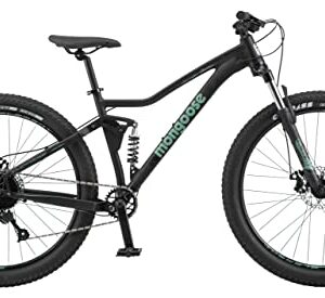 Mongoose Impasse 1.0 Mountain Bike for Adult Men & Women, 7-Speed, Full Suspension, 27.5-Inch Wheel, 17-Inch Frame, Front & Rear Mechanical Disc Brake, Matte Black