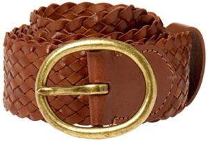 lucky brand womens braided leather belt, small/medium (26"-30"), woven-tan