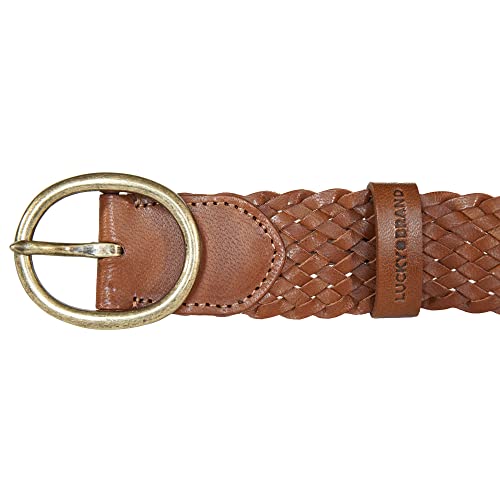 Lucky Brand Womens Braided Leather Belt, Small/Medium (26"-30"), Woven-Tan