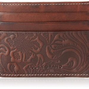 Lucky Brand Men's Embossed Card Case, Leather Western-Brown, One Size