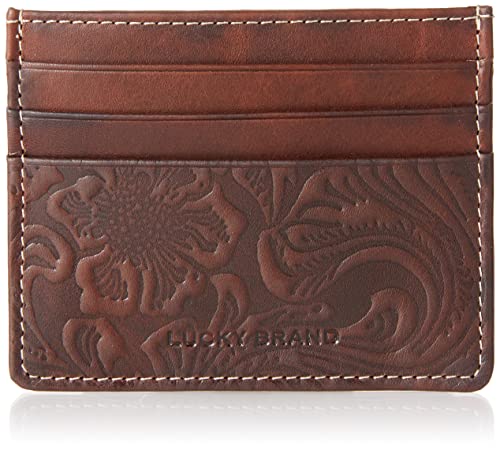 Lucky Brand Men's Embossed Card Case, Leather Western-Brown, One Size