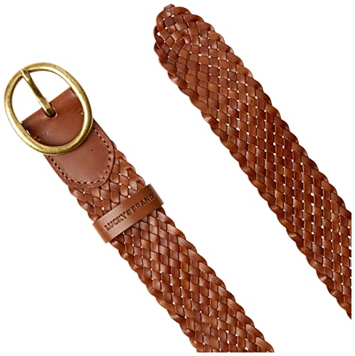 Lucky Brand Womens Braided Leather Belt, Small/Medium (26"-30"), Woven-Tan