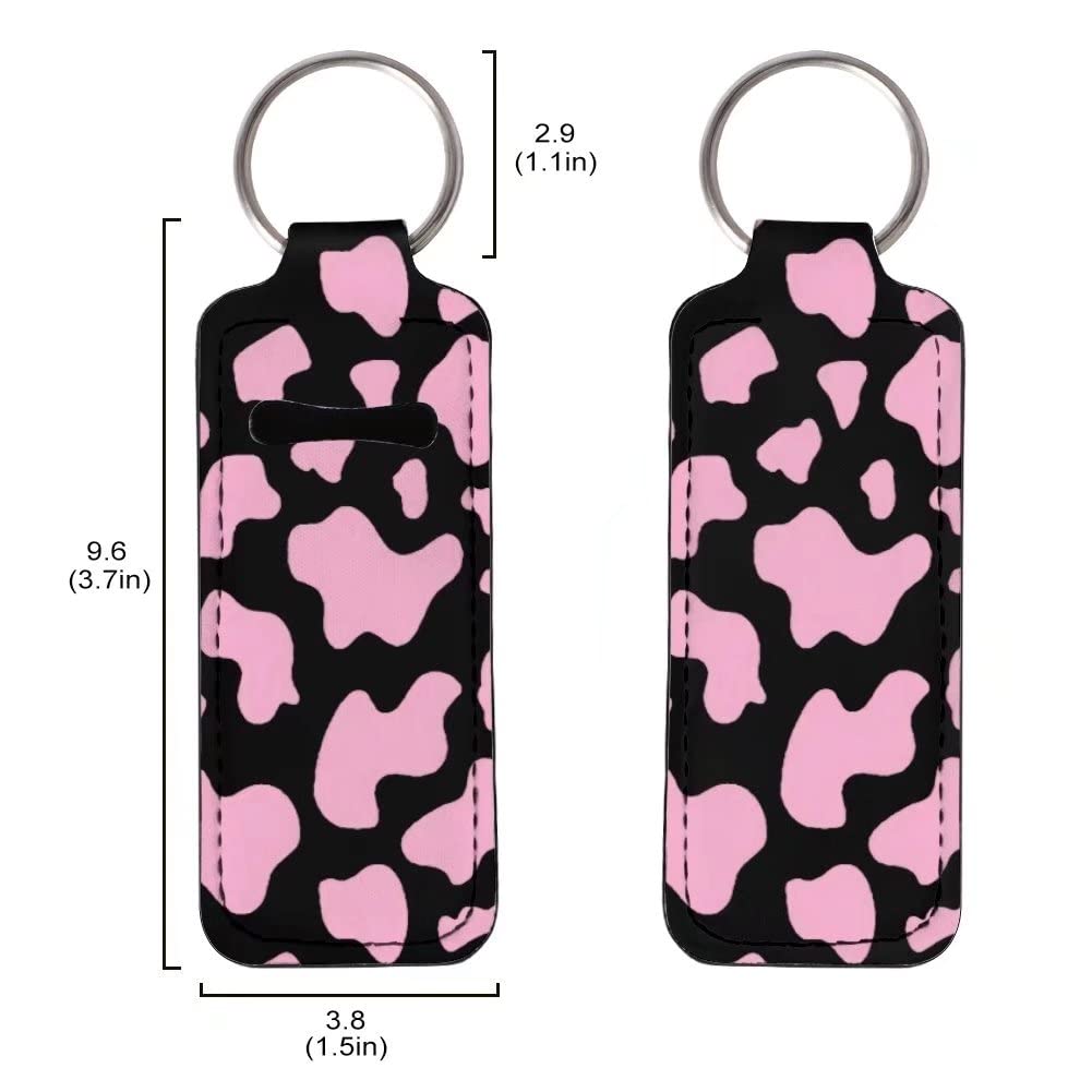 FKELYI Black Leopard Wild Animal Cheetah Skin Print Chapstick Holder Keychain Lipstick Sleeve Pouch Lip Balm Portable Pocket Lip Gloss Tube Holder Clip-on Chapsticks Travel Accessories