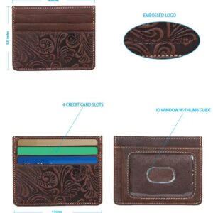 Lucky Brand Men's Embossed Card Case, Leather Western-Brown, One Size