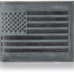 Lucky Brand Men's Bifold Wallet (Available in Cotton Canvas, Flag Embossed Leather-Black, One Size