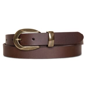 Lucky Brand Women Leather Bold Fashion Statement Belts, Sculpted Buckle-Brown, S (26-27")