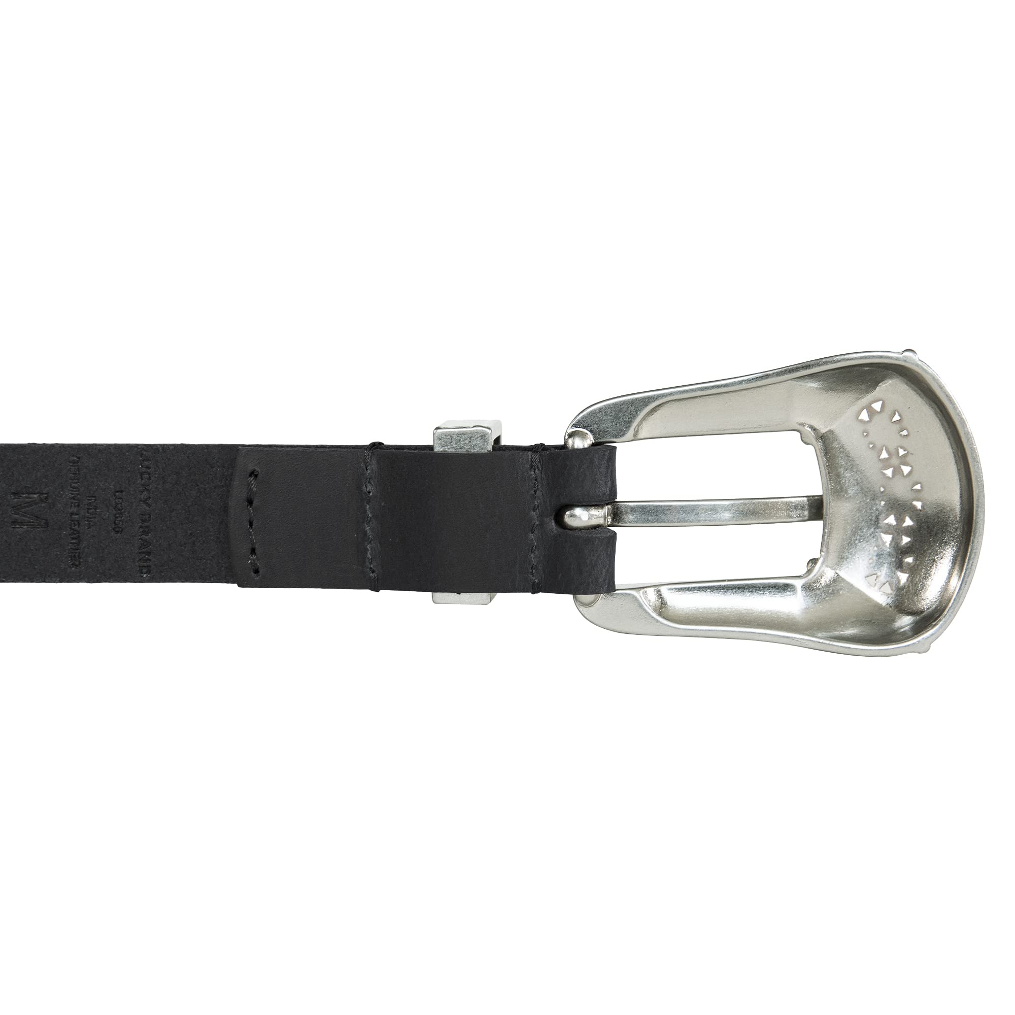 Lucky Brand Women Style Fashion Leather Belt, Western Buckle-Black, XL (34-35")