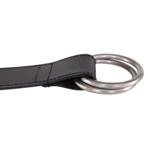 Lucky Brand Women Leather Bold Fashion Statement Belts, Double Ring Pullback-Black, L/XL (31-35")