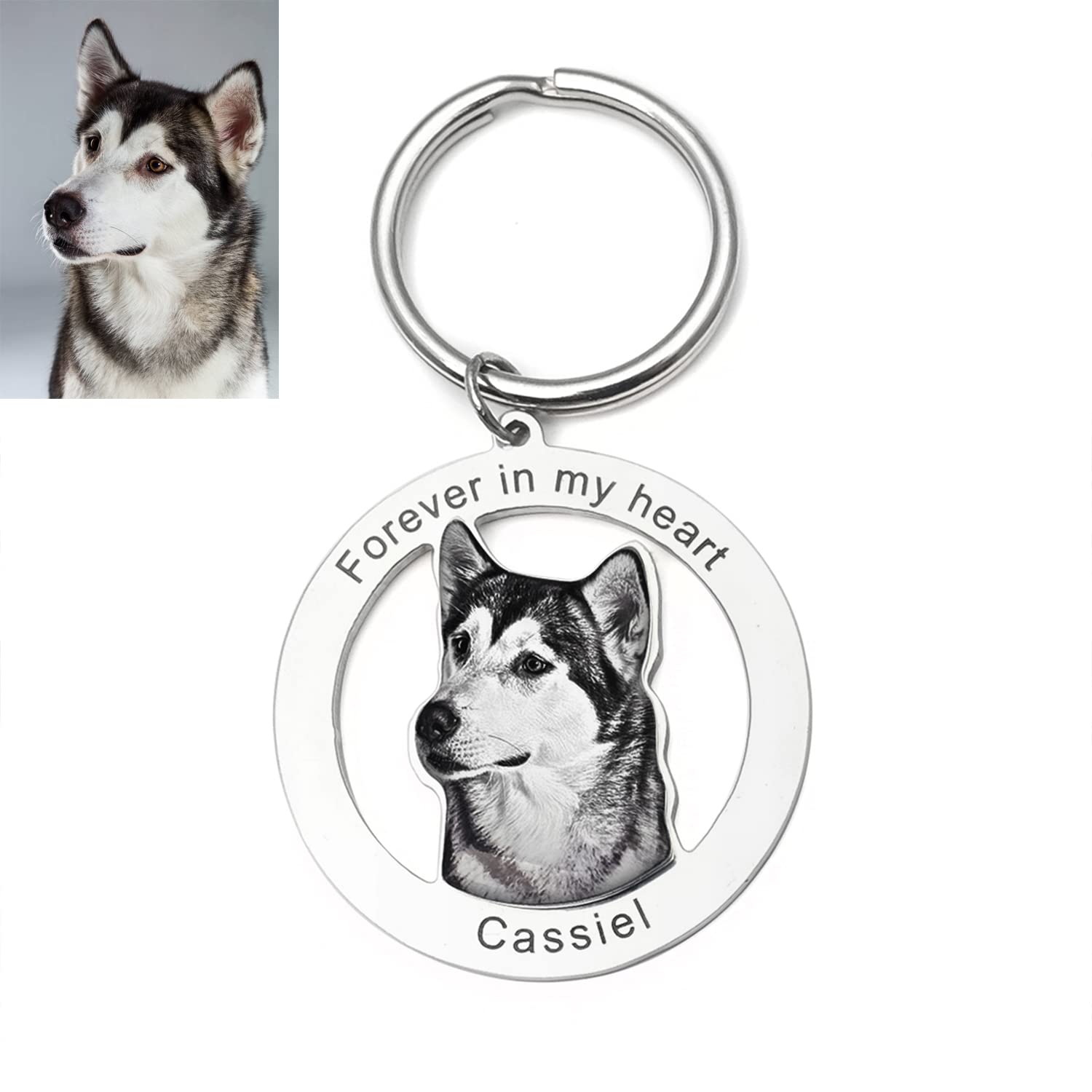 Portrait Your Pet Photo Key Chain Personalized Dog Keychain Custom Picture Keyrings Dog Photo Keyring Pet Keepsake JewelryPet Lover Gift