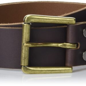 Lucky Brand Men Casual Leather Belt, Roller Buckle with Rivets-Brown, 38