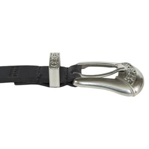 Lucky Brand Women Style Fashion Leather Belt, Western Buckle-Black, XL (34-35")