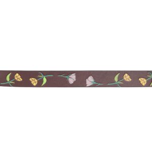 Lucky Brand Womens Jean Belt with Floral Embossed Design, Large, Skinny Leather-Brown, XL (34-35")