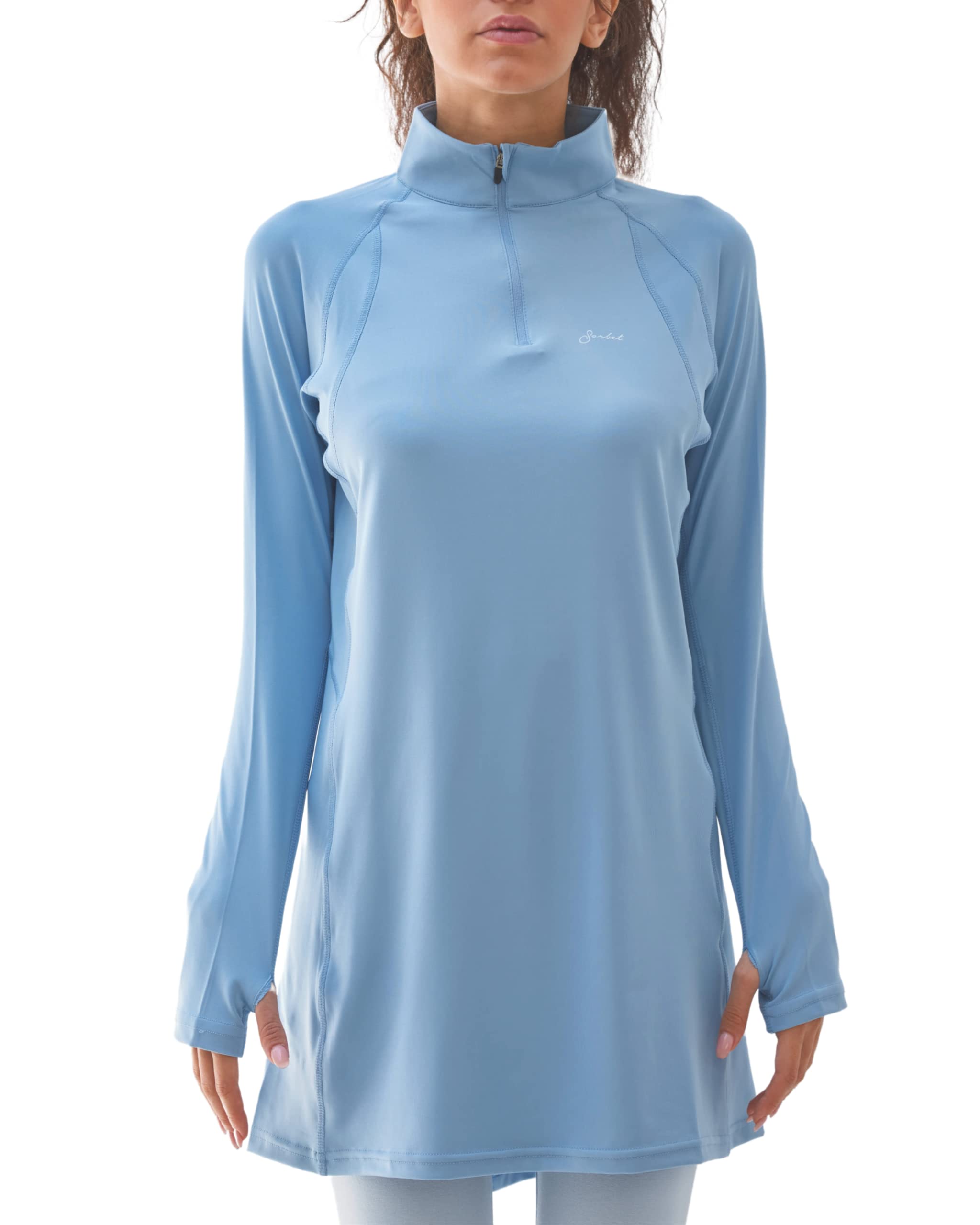 Sorbet Womens Long Sleeve Tops - Lightweight Women's UPF 50+ SPF Shirts for Women Long Sleeve - Athletic 1/4 Zip Pullover Women- Sun Protection Shirts for Hiking, Fishing, and Yoga Tunic Tops, Large