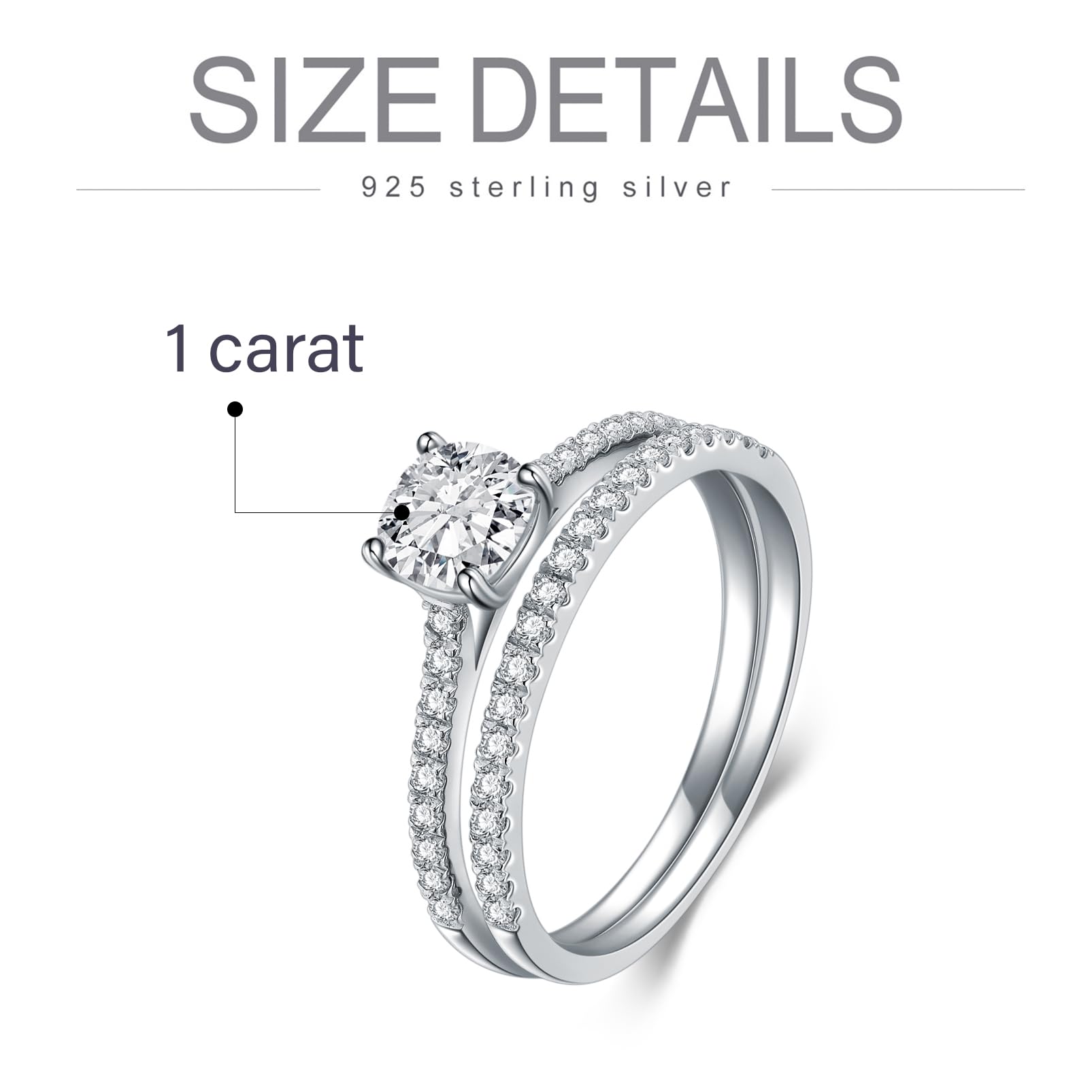 1.0 ct Cushion Cut Engagement Wedding Ring Set, Classic Halo Moissanite Bridal Set Engagement Rings For Women 925 Sterling Silver Promise Wedding Ring, Size 4.5