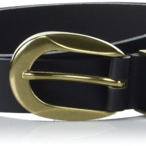 Lucky Brand Women Leather Bold Fashion Statement Belts, Sculpted Buckle-Black, M (28-30")