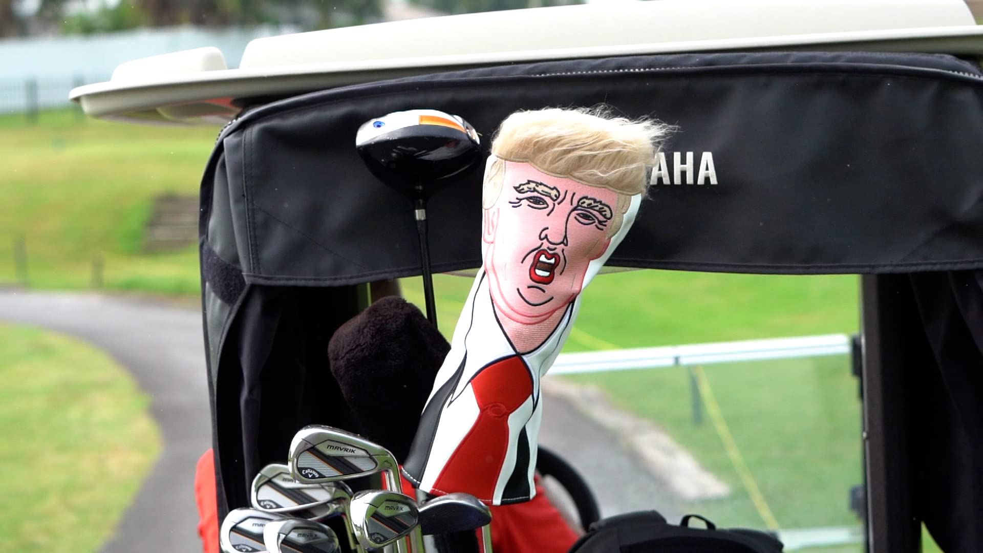 Donald Trump 2024 Save America Golf Driver Headcover | Great Gift for Republican Golfers | Premium Leather Exterior and Soft Protective Interior Fits Any Size Driver, MAGA