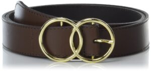 lucky brand women bold fashion statement belts, leather double ring-brown, s (26-27")