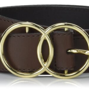 Lucky Brand Women Bold Fashion Statement Belts, Leather Double Ring-Brown, S (26-27")