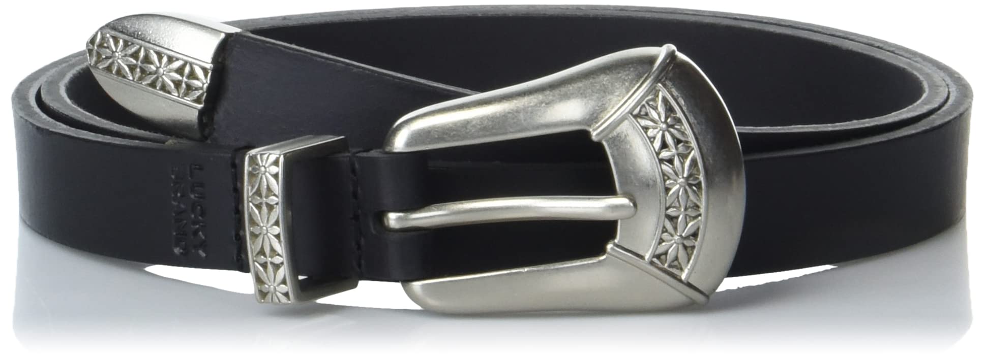 Lucky Brand Women Style Fashion Leather Belt, Western Buckle-Black, L (31-33")